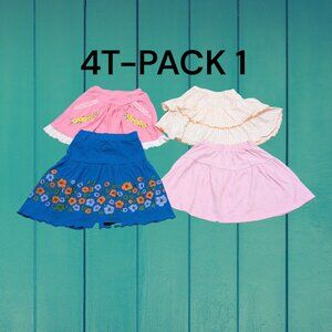 Girls Floral Printed Layered Flared Above Knee Length Skirt, Size: 4T